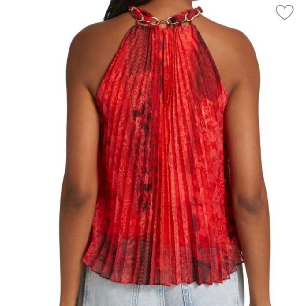 ALICE + Olivia Holiday Halter Top Chaineck Pleated vibrant Md fits Sm-Lg NWT - Picture 5 of 17